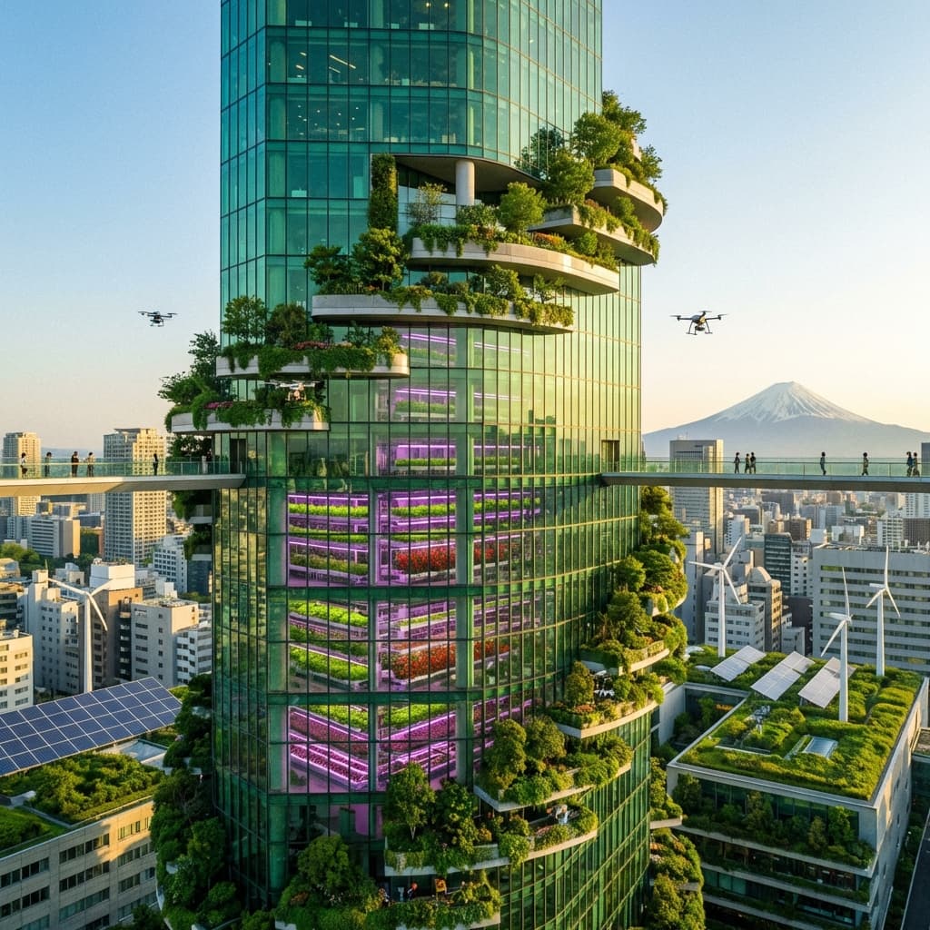 Feeding the World: Tokyo's 100-Story Vertical Farm Harvests First Crop